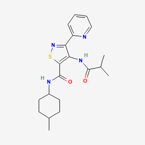 molecular formula C20H26N4O2S B2757569 4-(isobutyrylamino)-N-(4-methylcyclohexyl)-3-pyridin-2-ylisothiazole-5-carboxamide CAS No. 1251674-87-9