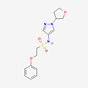 molecular formula C15H19N3O4S B2757573 2-苯氧基-N-(1-(四氢呋喃-3-基)-1H-吡唑-4-基)乙烷磺酰胺 CAS No. 1797551-38-2