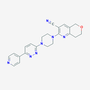 molecular formula C22H21N7O B2757581 2-[4-(6-Pyridin-4-ylpyridazin-3-yl)piperazin-1-yl]-7,8-dihydro-5H-pyrano[4,3-b]pyridine-3-carbonitrile CAS No. 2380189-69-3