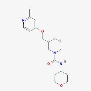 molecular formula C18H27N3O3 B2757584 3-[(2-Methylpyridin-4-yl)oxymethyl]-N-(oxan-4-yl)piperidine-1-carboxamide CAS No. 2379971-26-1