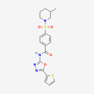 molecular formula C19H20N4O4S2 B2757593 4-(3-methylpiperidin-1-yl)sulfonyl-N-(5-thiophen-2-yl-1,3,4-oxadiazol-2-yl)benzamide CAS No. 533872-00-3