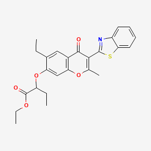 molecular formula C25H25NO5S B2757621 乙酸 2-{[3-(1,3-苯并噻唑-2-基)-6-乙基-2-甲基-4-氧代-4H-香豆素-7-基]氧基}丁酸酯 CAS No. 610758-80-0