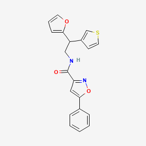 molecular formula C20H16N2O3S B2757624 N-[2-(furan-2-yl)-2-(thiophen-3-yl)ethyl]-5-phenyl-1,2-oxazole-3-carboxamide CAS No. 2097934-11-5