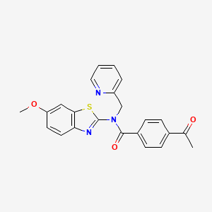 molecular formula C23H19N3O3S B2757628 4-acetyl-N-(6-methoxybenzo[d]thiazol-2-yl)-N-(pyridin-2-ylmethyl)benzamide CAS No. 941967-94-8