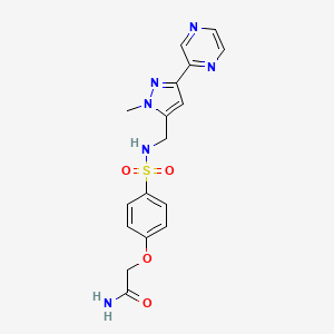 2-(4-(N-((1-methyl-3-(pyrazin-2-yl)-1H-pyrazol-5-yl)methyl)sulfamoyl)phenoxy)acetamide