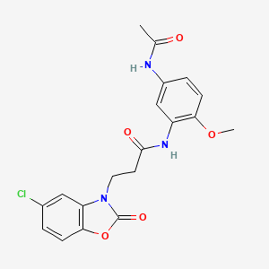 molecular formula C19H18ClN3O5 B2757641 N-(5-acetamido-2-methoxyphenyl)-3-(5-chloro-2-oxo-1,3-benzoxazol-3-yl)propanamide CAS No. 902253-43-4