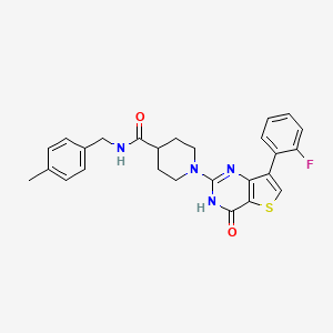 molecular formula C26H25FN4O2S B2757645 1-[7-(2-fluorophenyl)-4-oxo-3,4-dihydrothieno[3,2-d]pyrimidin-2-yl]-N-(4-methylbenzyl)piperidine-4-carboxamide CAS No. 1242862-79-8