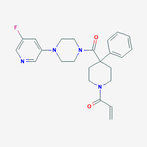 B2757650 1-[4-[4-(5-Fluoropyridin-3-yl)piperazine-1-carbonyl]-4-phenylpiperidin-1-yl]prop-2-en-1-one CAS No. 2361862-75-9