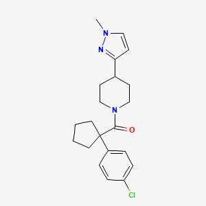 molecular formula C21H26ClN3O B2757662 (1-(4-氯苯基)环戊基)(4-(1-甲基-1H-吡唑-3-基)哌啶-1-基)甲酮 CAS No. 2034555-03-6