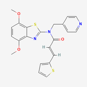 molecular formula C22H19N3O3S2 B2757664 (E)-N-(4,7-dimethoxybenzo[d]thiazol-2-yl)-N-(pyridin-4-ylmethyl)-3-(thiophen-2-yl)acrylamide CAS No. 941958-18-5