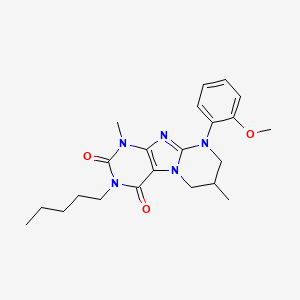 9-(2-methoxyphenyl)-1,7-dimethyl-3-pentyl-1,3,5-trihydro-6H,7H,8H-1,3-diazaper hydroino[1,2-h]purine-2,4-dione