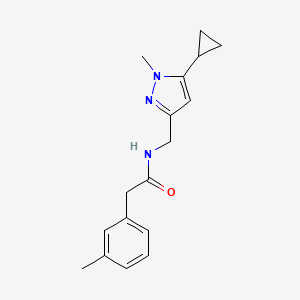 molecular formula C17H21N3O B2757676 N-((5-cyclopropyl-1-methyl-1H-pyrazol-3-yl)methyl)-2-(m-tolyl)acetamide CAS No. 1448137-63-0