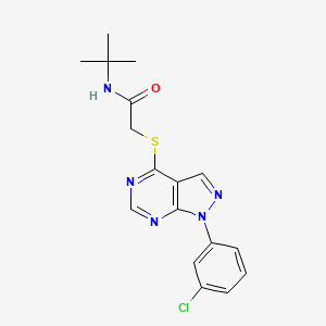molecular formula C17H18ClN5OS B2757685 N-tert-butyl-2-[1-(3-chlorophenyl)pyrazolo[3,4-d]pyrimidin-4-yl]sulfanylacetamide CAS No. 893922-76-4