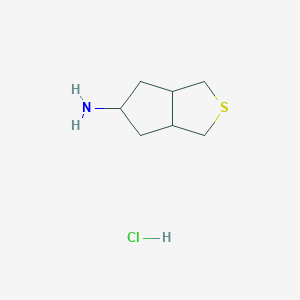 molecular formula C7H14ClNS B2757686 3,3a,4,5,6,6a-Hexahydro-1H-cyclopenta[c]thiophen-5-amine;hydrochloride CAS No. 2305254-88-8