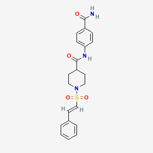 N-(4-carbamoylphenyl)-1-[(E)-2-phenylethenyl]sulfonylpiperidine-4-carboxamide