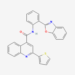 molecular formula C27H17N3O2S B2757730 N-(2-(苯并[2]噁唑-2-基)苯基)-2-(噻吩-2-基)喹啉-4-羧酰胺 CAS No. 477500-82-6