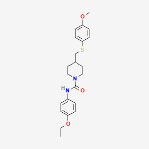 molecular formula C22H28N2O3S B2757735 N-(4-乙氧苯基)-4-(((4-甲氧苯基)硫基)甲基)哌啶-1-羧酰胺 CAS No. 1421476-74-5