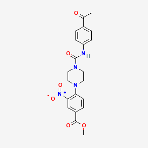 molecular formula C21H22N4O6 B2757740 甲酸甲酯 4-{4-[(4-乙酰氨基)羰基]哌嗪基}-3-硝基苯甲酸酯 CAS No. 692732-85-7