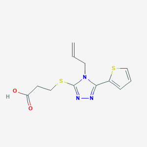 molecular formula C12H13N3O2S2 B2757745 3-(4-Prop-2-enyl-5-(2-thienyl)-1,2,4-triazol-3-ylthio)propanoic acid CAS No. 690249-55-9