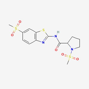 1-(methylsulfonyl)-N-(6-(methylsulfonyl)benzo[d]thiazol-2-yl)pyrrolidine-2-carboxamide