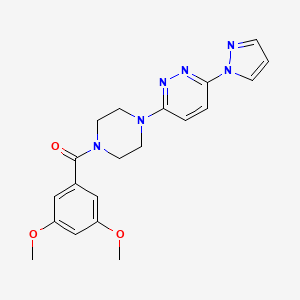 molecular formula C20H22N6O3 B2757748 (4-(6-(1H-pyrazol-1-yl)pyridazin-3-yl)piperazin-1-yl)(3,5-dimethoxyphenyl)methanone CAS No. 1019100-50-5