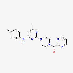 molecular formula C21H23N7O B2757753 (4-(4-甲基-6-(对甲苯氨基)嘧啶-2-基)哌嗪-1-基)(嘧啶-2-基)甲酮 CAS No. 1251615-60-7
