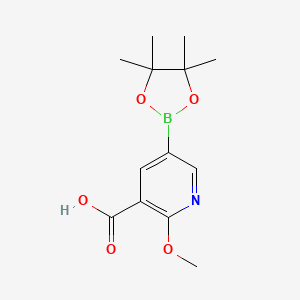 molecular formula C13H18BNO5 B2757755 2-Methoxy-5-(tetramethyl-1,3,2-dioxaborolan-2-yl)pyridine-3-carboxylic acid CAS No. 2319663-37-9