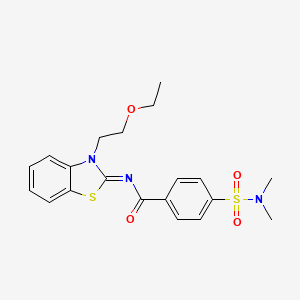 molecular formula C20H23N3O4S2 B2757758 (Z)-4-(N,N-二甲基磺酰氨基)-N-(3-(2-乙氧基乙基)苯并[d]噻唑-2(3H)-基亚甲基)苯甲酰胺 CAS No. 865162-34-1
