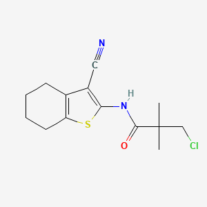 molecular formula C14H17ClN2OS B2757760 3-chloro-N-(3-cyano-4,5,6,7-tetrahydro-1-benzothiophen-2-yl)-2,2-dimethylpropanamide CAS No. 866018-18-0