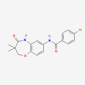 molecular formula C18H17BrN2O3 B2757763 4-bromo-N-(3,3-dimethyl-4-oxo-2,3,4,5-tetrahydrobenzo[b][1,4]oxazepin-7-yl)benzamide CAS No. 921842-70-8