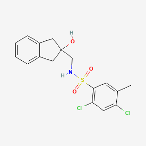 molecular formula C17H17Cl2NO3S B2757764 2,4-dichloro-N-((2-hydroxy-2,3-dihydro-1H-inden-2-yl)methyl)-5-methylbenzenesulfonamide CAS No. 2034528-40-8
