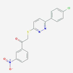 molecular formula C18H12ClN3O3S B2757769 2-[6-(4-Chlorophenyl)pyridazin-3-yl]sulfanyl-1-(3-nitrophenyl)ethanone CAS No. 872688-74-9