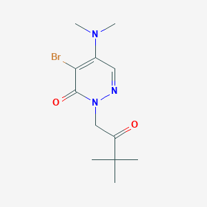 molecular formula C12H18BrN3O2 B2757779 4-溴-5-(二甲胺基)-2-(3,3-二甲基-2-氧代丁基)-3(2H)-吡啶酮 CAS No. 477860-37-0