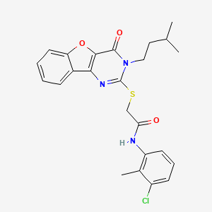 molecular formula C24H24ClN3O3S B2757781 N-(3-chloro-2-methylphenyl)-2-{[3-(3-methylbutyl)-4-oxo-3,4-dihydro[1]benzofuro[3,2-d]pyrimidin-2-yl]sulfanyl}acetamide CAS No. 900003-50-1