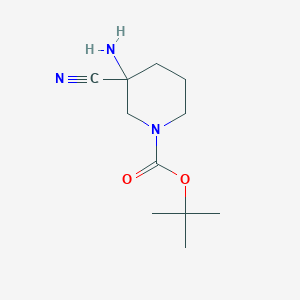 molecular formula C11H19N3O2 B2757790 叔丁基3-氨基-3-氰基哌啶-1-羧酸酯 CAS No. 923004-82-4