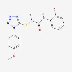 molecular formula C17H16FN5O2S B2757798 N-(2-fluorophenyl)-2-{[1-(4-methoxyphenyl)-1H-tetrazol-5-yl]sulfanyl}propanamide CAS No. 887348-27-8