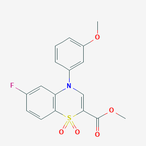 molecular formula C17H14FNO5S B2757799 methyl 6-fluoro-4-(3-methoxyphenyl)-4H-1,4-benzothiazine-2-carboxylate 1,1-dioxide CAS No. 1291855-28-1