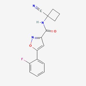 molecular formula C15H12FN3O2 B2757800 N-(1-cyanocyclobutyl)-5-(2-fluorophenyl)-1,2-oxazole-3-carboxamide CAS No. 1427941-88-5