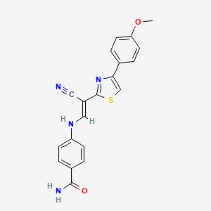 (E)-4-((2-cyano-2-(4-(4-methoxyphenyl)thiazol-2-yl)vinyl)amino)benzamide