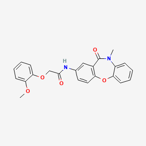 molecular formula C23H20N2O5 B2757837 2-(2-methoxyphenoxy)-N-(10-methyl-11-oxo-10,11-dihydrodibenzo[b,f][1,4]oxazepin-2-yl)acetamide CAS No. 921890-03-1