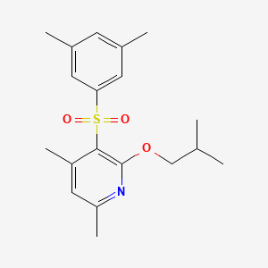 molecular formula C19H25NO3S B2757838 3-[(3,5-Dimethylphenyl)sulfonyl]-2-isobutoxy-4,6-dimethylpyridine CAS No. 338412-22-9