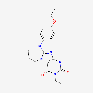 molecular formula C20H25N5O3 B2757851 10-(4-Ethoxyphenyl)-3-ethyl-1-methyl-6,7,8,9-tetrahydropurino[7,8-a][1,3]diazepine-2,4-dione CAS No. 878420-95-2