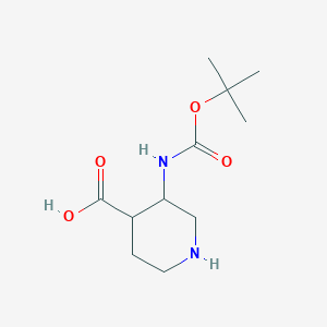 molecular formula C11H20N2O4 B2757864 3-[(2-Methylpropan-2-yl)oxycarbonylamino]piperidine-4-carboxylic acid CAS No. 1780739-64-1