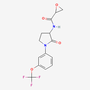 B2757870 N-[2-Oxo-1-[3-(trifluoromethoxy)phenyl]pyrrolidin-3-yl]oxirane-2-carboxamide CAS No. 2418649-65-5