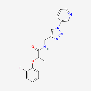 molecular formula C17H16FN5O2 B2757873 2-(2-fluorophenoxy)-N-((1-(pyridin-3-yl)-1H-1,2,3-triazol-4-yl)methyl)propanamide CAS No. 2034583-31-6