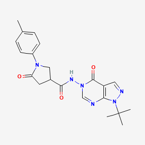 molecular formula C21H24N6O3 B2757877 N-(1-(tert-butyl)-4-oxo-1H-pyrazolo[3,4-d]pyrimidin-5(4H)-yl)-5-oxo-1-(p-tolyl)pyrrolidine-3-carboxamide CAS No. 899945-74-5