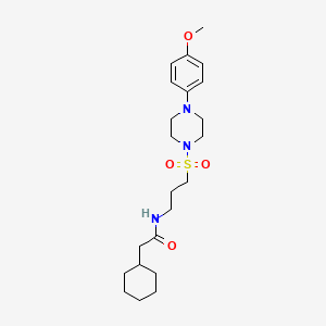 molecular formula C22H35N3O4S B2757884 2-cyclohexyl-N-(3-((4-(4-methoxyphenyl)piperazin-1-yl)sulfonyl)propyl)acetamide CAS No. 1021040-90-3