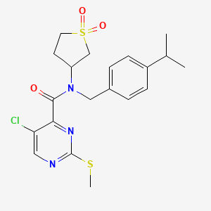 5-chloro-N-(1,1-dioxidotetrahydrothiophen-3-yl)-2-(methylsulfanyl)-N-[4-(propan-2-yl)benzyl]pyrimidine-4-carboxamide