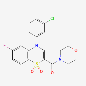 molecular formula C19H16ClFN2O4S B2757901 (4-(3-chlorophenyl)-6-fluoro-1,1-dioxido-4H-benzo[b][1,4]thiazin-2-yl)(morpholino)methanone CAS No. 1251614-80-8