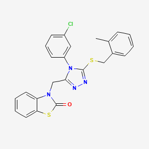 molecular formula C24H19ClN4OS2 B2757902 3-((4-(3-chlorophenyl)-5-((2-methylbenzyl)thio)-4H-1,2,4-triazol-3-yl)methyl)benzo[d]thiazol-2(3H)-one CAS No. 847403-52-5